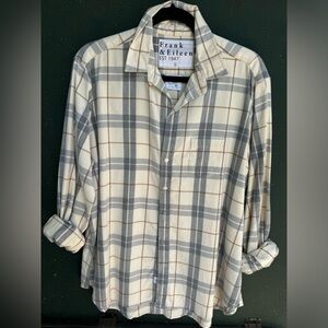 Frank & Eileen cream gray plaid flannel size L NWT